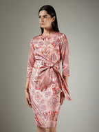 Brocade A-Line Dress - Beige